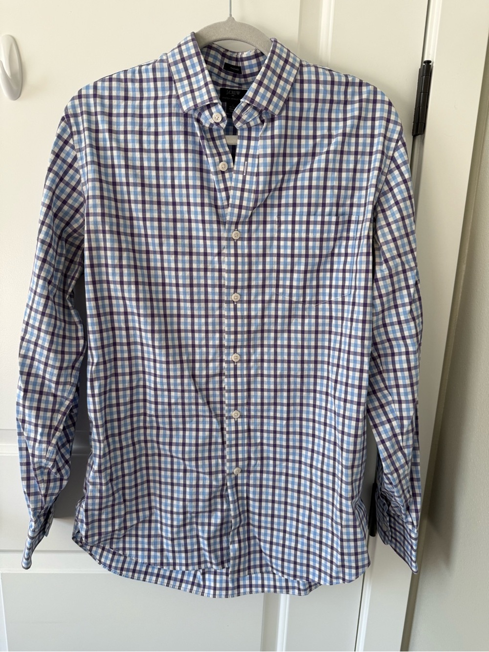 J. Crew Blue and White Plaid Button-Down Shirt